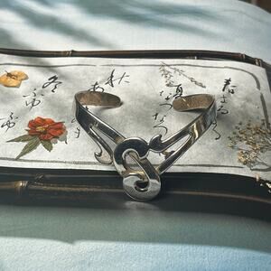 Vintage MEXICO 925 Sterling Silver Bangle Bracelet Swirl Abstract Design